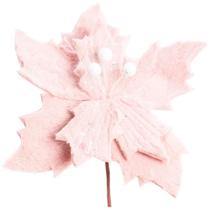 Galho Flor Decorativa Rosa Plush Média C/ Cabo 20cm Natal Cromus