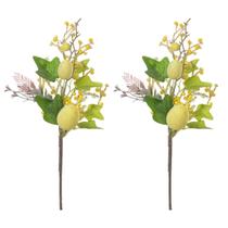 Galho Florido Com Ovinhos Amarelo Enfeite Páscoa 35cm 2 UN