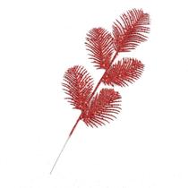 Galho Folha Decorativa Arvore Vermelha Gliter 38cm 01 unid Galho Folha Decorativa Arvore Vermelha Gliter 38cm 01 unid