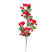 Galho Folhagem Romã Vermelho Decoração Enfeite Natal 60Cm - Magizi