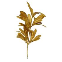 Galho Folhas Eucalipto para Decoração Natalina Arranjo 28cm Magizi Dourado Fosco