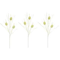 Galho Haste Pick Mini Ovinhos Amarelo Enfeite Páscoa 3un