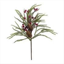 Galho Haste Pinheiro Com Pinha E Berry Toque Real 60 CM