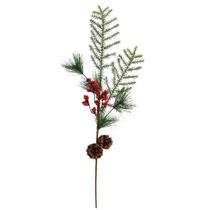 Galho Natal Folhagens Mix Rústico Berries e Pinhas 85cm - Magizi - Yangzi