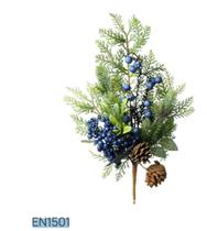 Galho Natalino Berry Azul com Filhas e Pinhas - 55cm