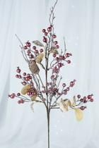 Galho Natalino Berry Pinha Vermelho 68cm - TOK DA CASA