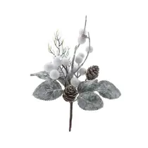 Galho Natalino com Berries Brancas, Pinhas e Folhas Realistas 23cm Natal Encantado na Formosinha Galho Natalino com Berries Brancas, Pinhas e Folhas Realistas 23cm Natal Encantado na Formosinha