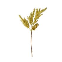 Galho Natalino com Folhas e Pinha Dourado com Glitter 40cm Natal Encantado Formosinha - TOK DA CASA