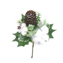 Galho Natalino com Pinha e Algodao 26cm - Tok da Casa