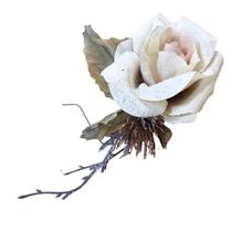 Galho Natalino Folhas Rosa Com Cristais Médio Natal Cromus Galho Natalino Folhas Rosa Com Cristais Médio Natal Cromus