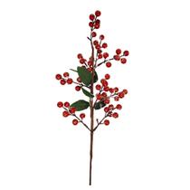 Galho Pick Decorativo Natal Azevinhos Vermelho Nevado 40cm - Master Christmas