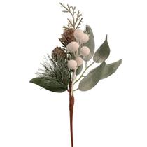Galho Pick Folhagem Pinhas Berries Branco Nevado 20Cm Arvore Galho Pick Folhagem Pinhas Berries Branco Nevado 20Cm Arvore