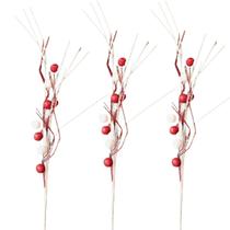 Galho Pick Natalino Bolas Glitter Vermelho Branco 70cm 3UN Galho Pick Natalino Bolas Glitter Vermelho Branco 70cm 3UN