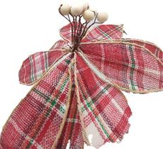 Galho Pick Poinsétia - Xadrez Vermelho/Branco/Verde - Cromus Natal - 1 unidade - Rizzo