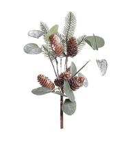 Galho Pinheiro Com Pinhas Nevado 38cm 1 Unidade Cromus - CROMUS NATAL