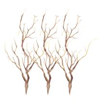 Galhos de árvores secas com chifre artificial decorativo, 3 unidades