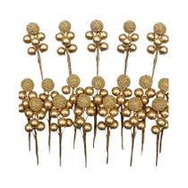 Galhos De Frutas Douradas De Natal 24pcs Decoração Festiva Sem Bateria Para Topo De Árvore De Natal