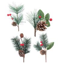 Galhos de Natal cerejas pinhas 17cm c/12 - Magizi