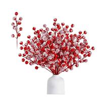 Galhos De Pinheiro Artificial Branco Neve 20/26cm Decoração De Natal Com Frutas De Holly Falsas Para