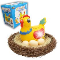 Galinha bota ovos brinquedo infantil bate e volta anda sozinha com luz e som