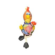 Galinha de Cabaça com Flor na Asa e Pernas - Decoração Artesanal Colorida - 10 a 12 cm
