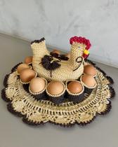Galinha Porta Ovos 30cm x 17 cm Crochê