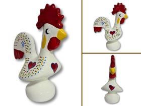 Galo português de barcelos 25cm em cerâmica esmaltada branca