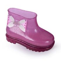Galocha Baby Menina Lacinho Fashion Glitter Pink Mar&Cor