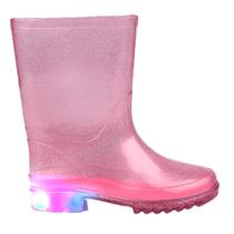 Galocha Bota Boot Infantil Pampili Lulu Led Transparente RosaGlitter Escola Escolar Colegio Volta às Aulas