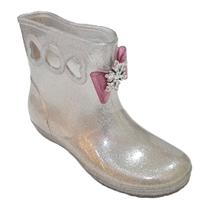 Galocha Bota Menina Rosa Prata Glitter Infantil Frio Chuva Impermeável 25 ao 34