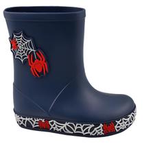 Galocha Coturno Boot Bota Infantil Luelua Não Molha Super Confortável Detalhe em 3D Aranha Personagem Desenho Delicado