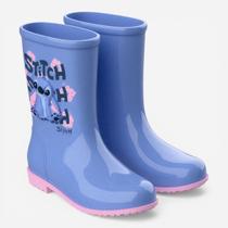 Galocha Disney Fall Rain Stitch Infantil Azul