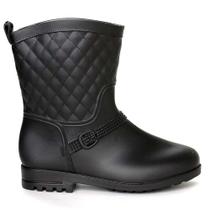 Galocha Feminina Cano Médio Matelassê Preto Gasf AD048 Galocha Feminina Cano Médio Matelassê Preto Gasf AD048