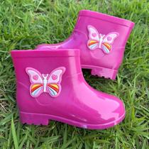 Galocha Infantil Feminina Raposa Com Borboleta Impermeável Antiderrapante Botinha de Chuva Confortáv