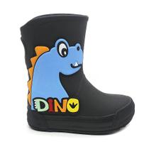 Galocha Infantil Plugt Acqua Dino Preto Menino Leve Confortável e Impermeável