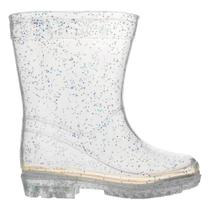 Galocha Infantil Transparente Glitter Prata Menina Pimpolho