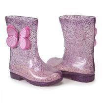 Galocha Kids Menina Borboleta 3D Glitter Pink Mar&Cor