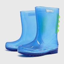 Galocha KidSplash! Slim Dino Transparente/ Azul Neon - Galocha KidSplash! Slim Dino Transparente/ Azul Neon -