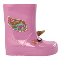 Galocha Luelua Bota Unicórnio Cano Médio Infantil Rosa