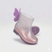 Galocha Luelua Menina Baby Borboleta Glitter Impermeavél