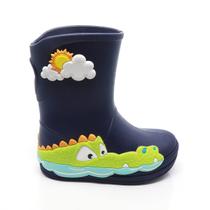 Galocha Plugt Infantil Masculina Menino Acqua Crocodilo Marinho P/ Chuva Impermeável Antiderrapante Confortável