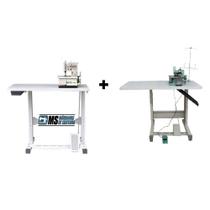 Galoneira 3 Agulha+Overlock Semi Industriais + Bancadas - Bracob
