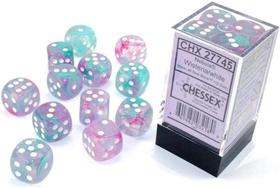 Game Dice Chessex Nebula 16mm d6 Wisteria/Branco com luminária