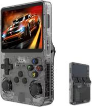 Game retro console portátil r36s acessórios + 64gb tela ips 3,5 video game de bolso cor preto - Vídeo e Cia