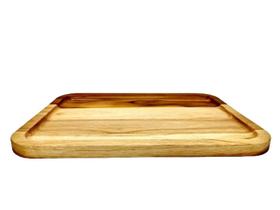 Gamela Bandeja Retangular De Madeira Teca Premium