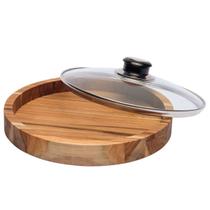 Gamela em Madeira 24,5cm com Tampa de Vidro