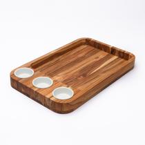 Gamela Hamar 45cm Madeira Teca Churrasco Petiscos Monte Novo