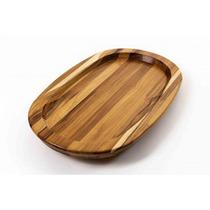 Gamela Oval grande em madeira teca : 39,5 x 62,5 x 3,5 cm