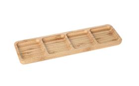 Gamela Petisqueira Retangular Em Bambu 4 Divisões