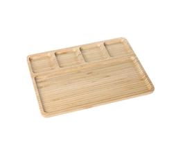 Gamela Petisqueira Retangular Em Bambu 5 Divisões